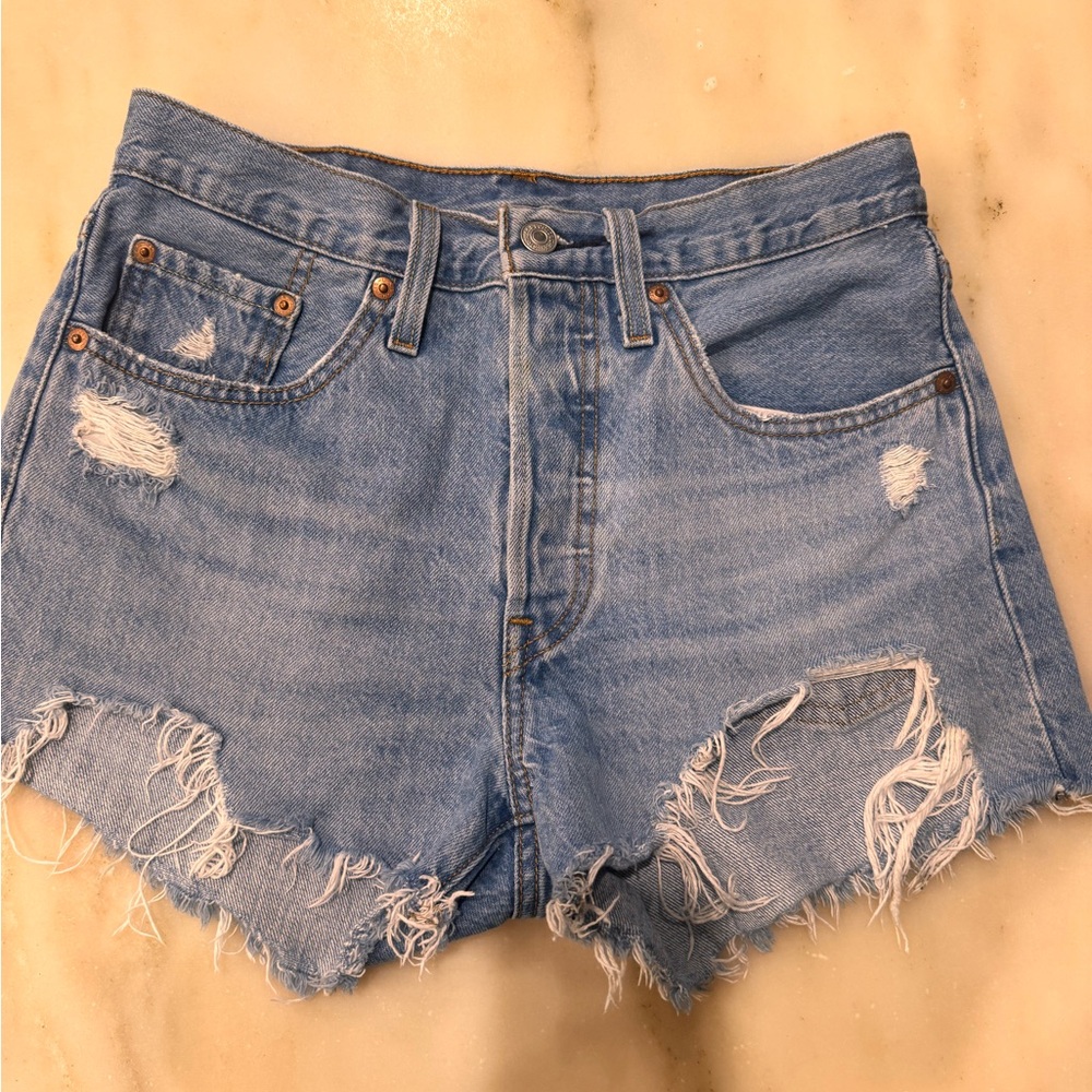 Levi’s 501 Distressed Jean shorts. Size 26.